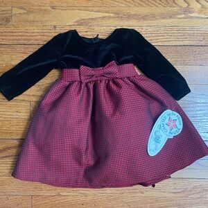 NWT Swea Pea & Lilli Black and Red Plaid Holiday Dress With Black Bow Size 3-6 M